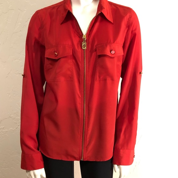 Michael Kors Tops - Michael Kors Sheer Zip Blouse